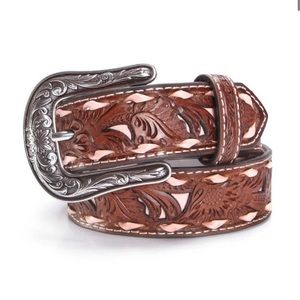 Floral pink inlay belt